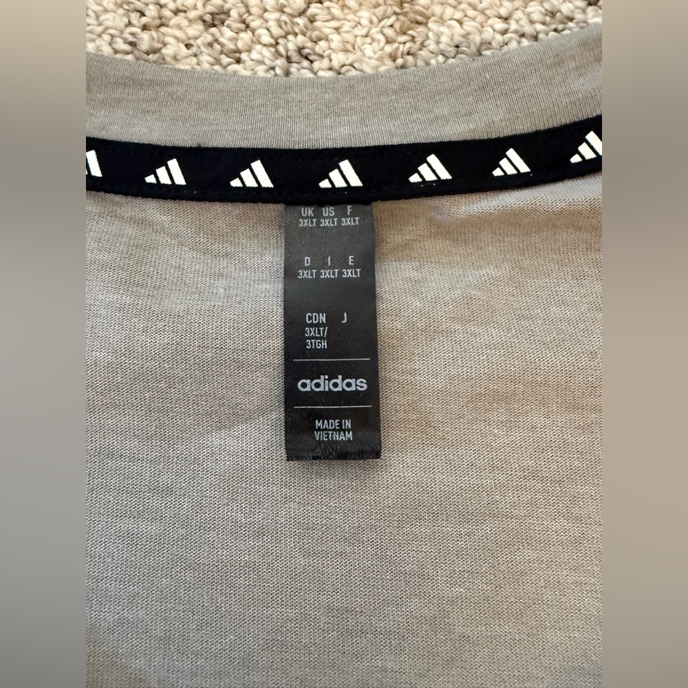 NWT Adidas Short Sleeve Tee Sz 3XLT Heather Gray - Picture 5 of 7